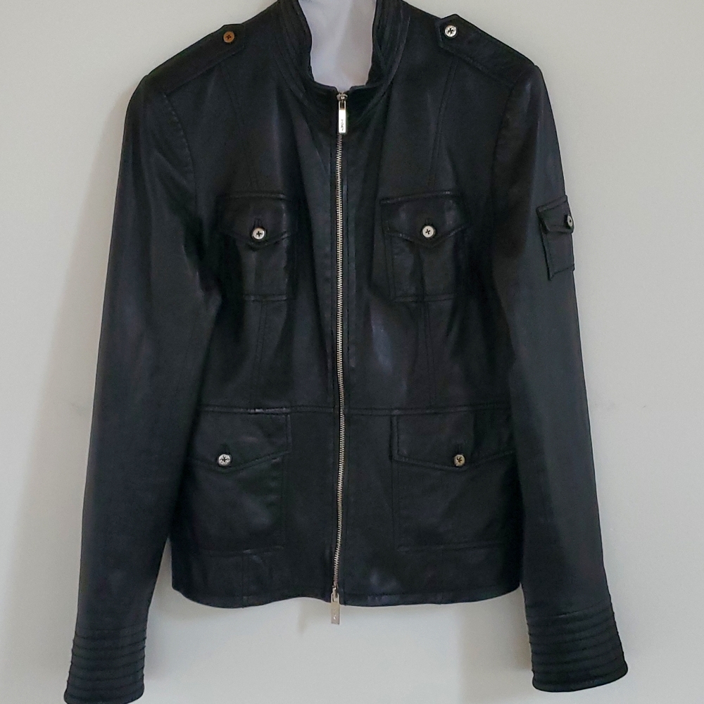 Like New Tory Burch Sergeant Pepper Military Style Black Leather Jacket